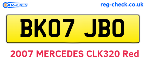 BK07JBO are the vehicle registration plates.