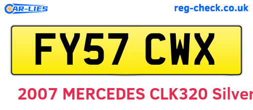 FY57CWX are the vehicle registration plates.
