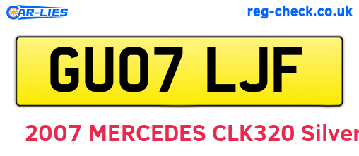 GU07LJF are the vehicle registration plates.