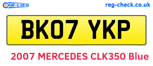 BK07YKP are the vehicle registration plates.