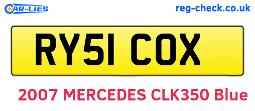RY51COX are the vehicle registration plates.