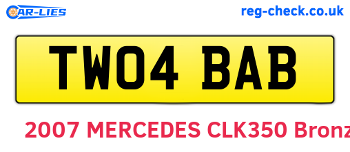TW04BAB are the vehicle registration plates.