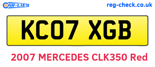 KC07XGB are the vehicle registration plates.