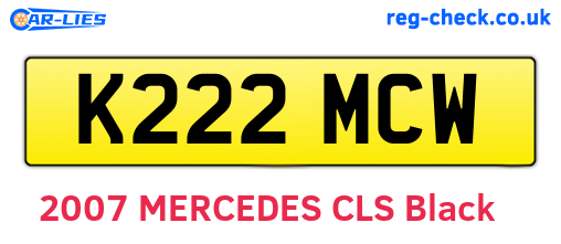 K222MCW are the vehicle registration plates.