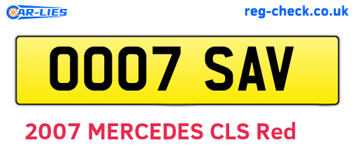 OO07SAV are the vehicle registration plates.