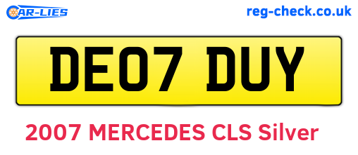 DE07DUY are the vehicle registration plates.