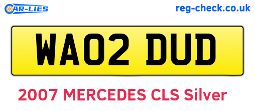 WA02DUD are the vehicle registration plates.