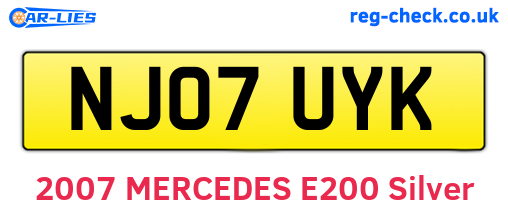 NJ07UYK are the vehicle registration plates.
