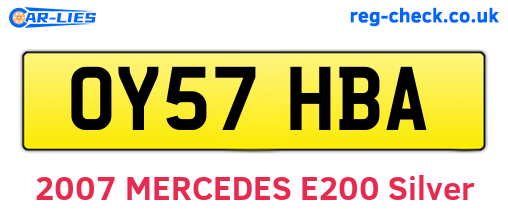 OY57HBA are the vehicle registration plates.