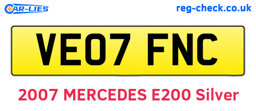 VE07FNC are the vehicle registration plates.