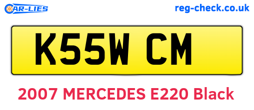 K55WCM are the vehicle registration plates.