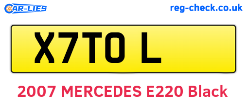 X7TOL are the vehicle registration plates.