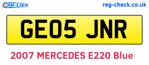 GE05JNR are the vehicle registration plates.