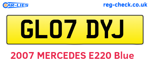GL07DYJ are the vehicle registration plates.