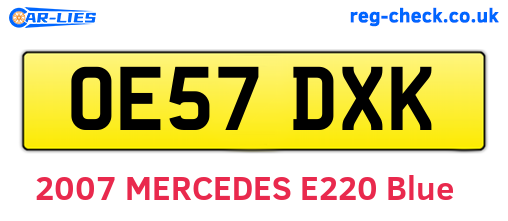 OE57DXK are the vehicle registration plates.