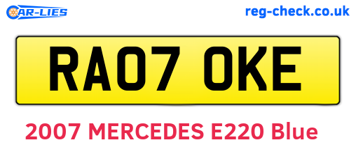 RA07OKE are the vehicle registration plates.