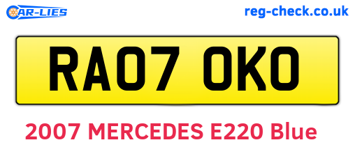 RA07OKO are the vehicle registration plates.