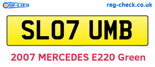 SL07UMB are the vehicle registration plates.
