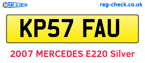 KP57FAU are the vehicle registration plates.