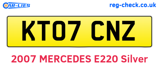 KT07CNZ are the vehicle registration plates.