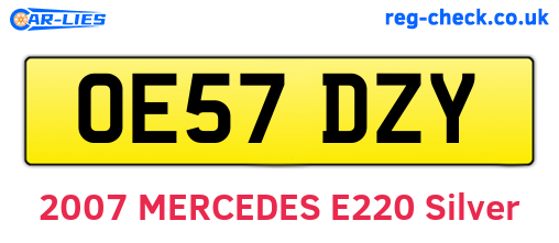 OE57DZY are the vehicle registration plates.