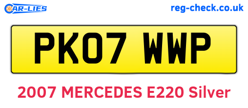 PK07WWP are the vehicle registration plates.