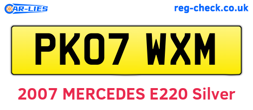 PK07WXM are the vehicle registration plates.