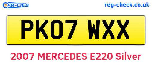 PK07WXX are the vehicle registration plates.