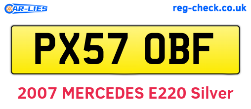 PX57OBF are the vehicle registration plates.