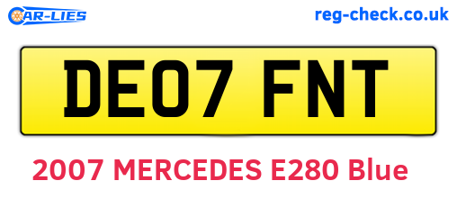 DE07FNT are the vehicle registration plates.