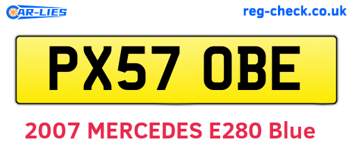 PX57OBE are the vehicle registration plates.