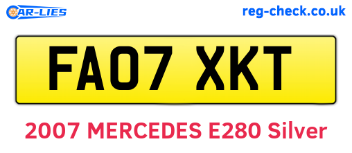 FA07XKT are the vehicle registration plates.