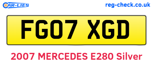 FG07XGD are the vehicle registration plates.