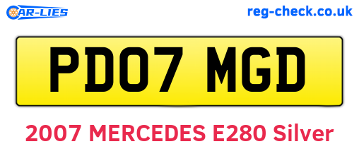 PD07MGD are the vehicle registration plates.