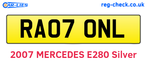 RA07ONL are the vehicle registration plates.