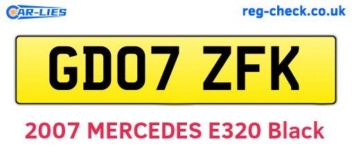 GD07ZFK are the vehicle registration plates.