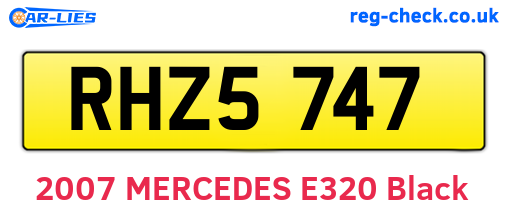RHZ5747 are the vehicle registration plates.