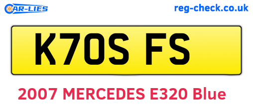 K70SFS are the vehicle registration plates.