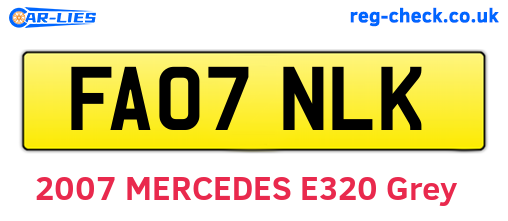 FA07NLK are the vehicle registration plates.