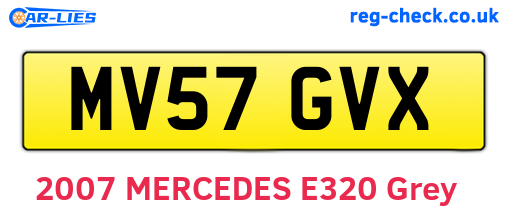 MV57GVX are the vehicle registration plates.