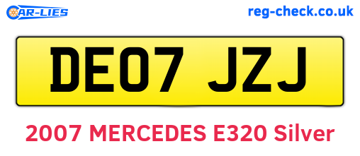 DE07JZJ are the vehicle registration plates.