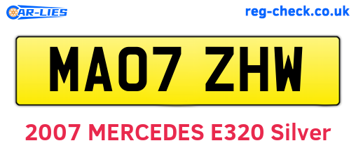 MA07ZHW are the vehicle registration plates.