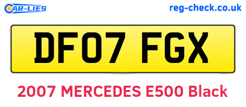 DF07FGX are the vehicle registration plates.