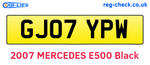 GJ07YPW are the vehicle registration plates.