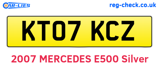 KT07KCZ are the vehicle registration plates.