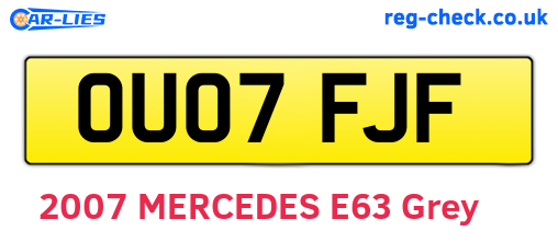 OU07FJF are the vehicle registration plates.