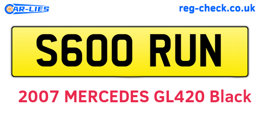 S600RUN are the vehicle registration plates.