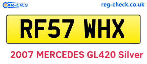 RF57WHX are the vehicle registration plates.