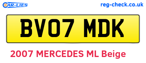 BV07MDK are the vehicle registration plates.
