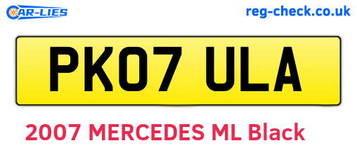 PK07ULA are the vehicle registration plates.
